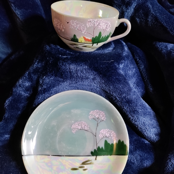 Antique lusterware tea set service for 4 - Picture 11 of 12